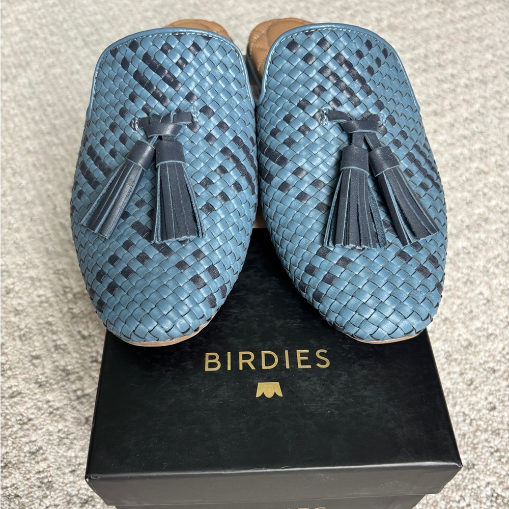 Birdies Mule Flats with Woven Texture and Tassels